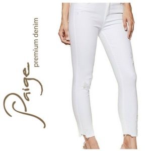 NWT✨PAIGE✨Raw Hem Skinny Ankle White Jeans!
